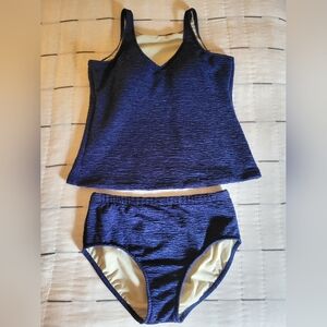 Krinkle CHLORINE RESISTANT KRINKLE TEXTURED SOLID HIGH BACK TANKINI SET 16